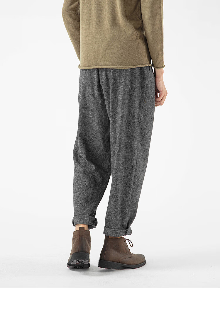 满速萝卜裤灯笼裤罗卜裤男士宽腿锥形裤加绒加厚秋冬毛呢裤子男季男