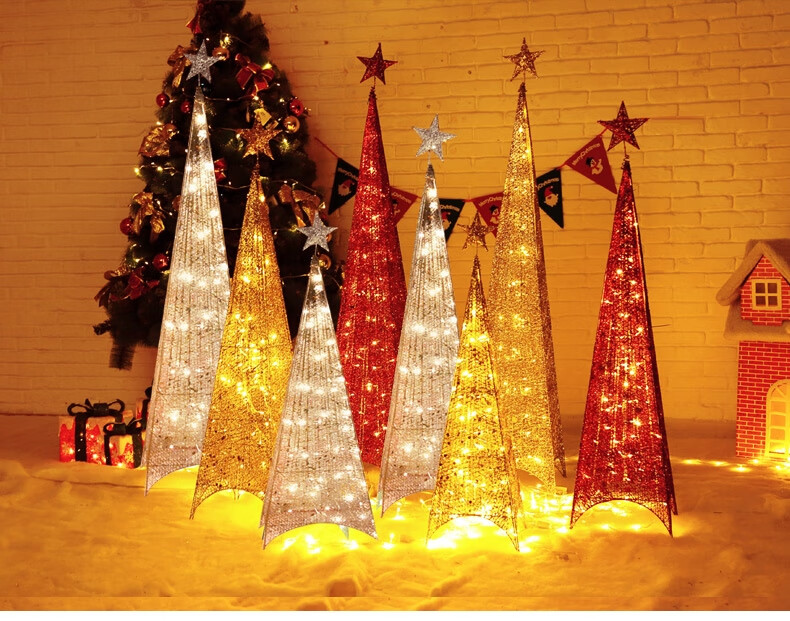 圣诞节装饰室外圣诞树网红门店橱窗商场门口摆件铁艺发光装饰品家用