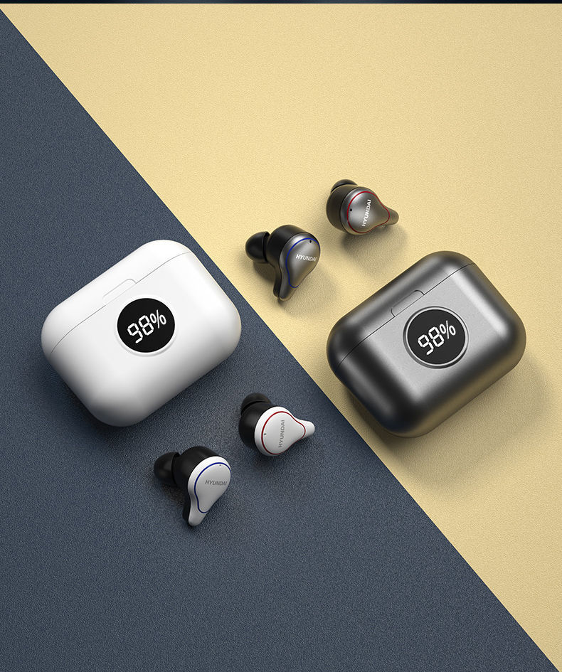 韩国现代无线蓝牙耳机高音质电竞入耳式运动耳机华为苹果专用 灰色