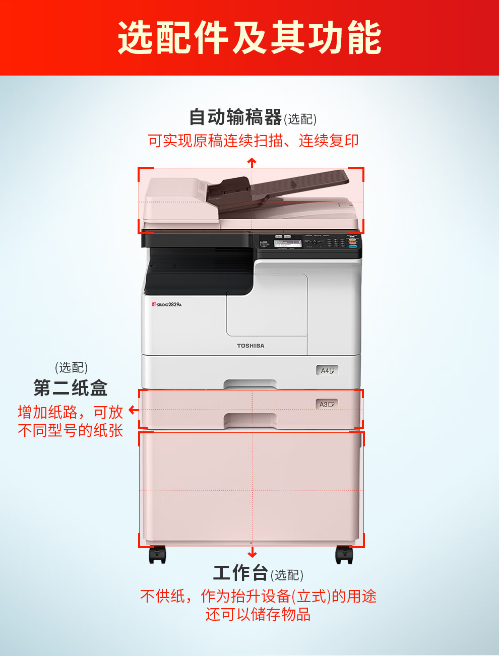 东芝(toshiba)打印机dp-2829a黑白复印机a3激光多功能网络打印扫描