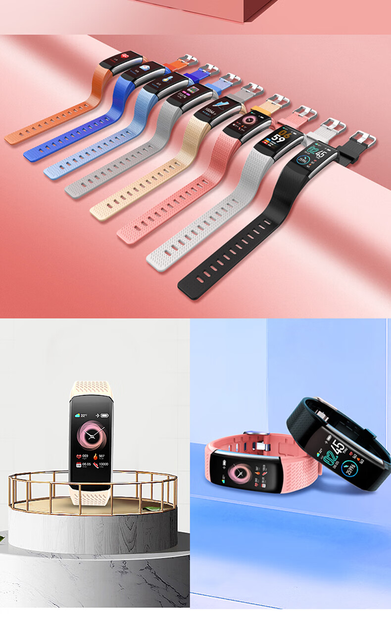 优摩智能手环大彩屏金属4电极心电图防水运动手表多功能心率血压睡眠