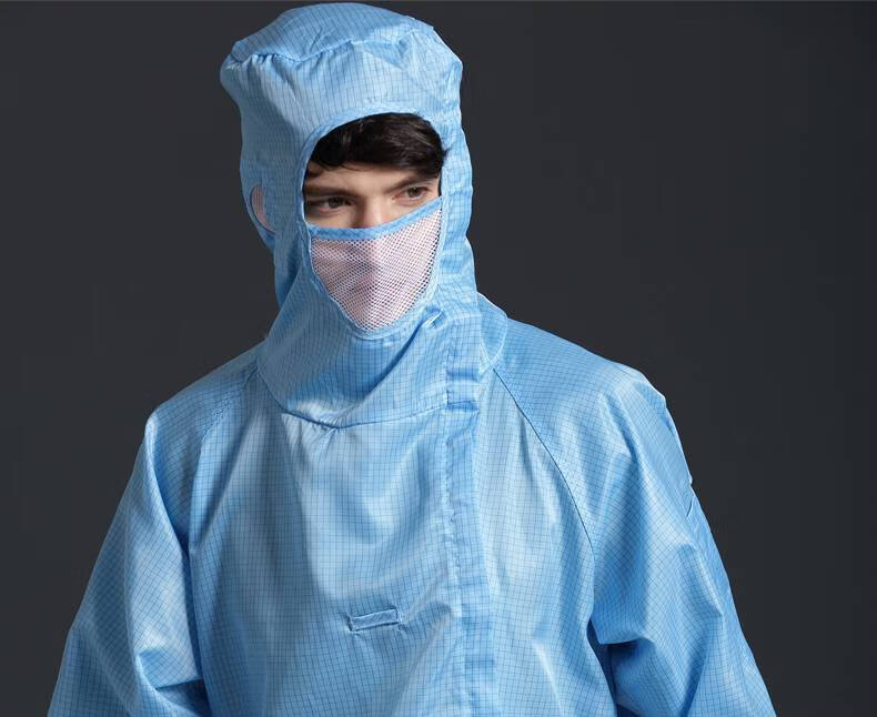 防静电无尘服连体无尘车间静电衣连体衣连帽衣服网格服防尘服防尘工作