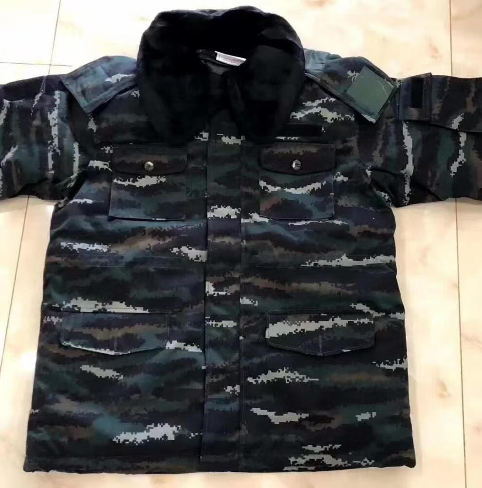 中长款迷彩大衣男冬季防寒保暖加厚防水棉袄军迷彩大衣 虎斑大衣 170