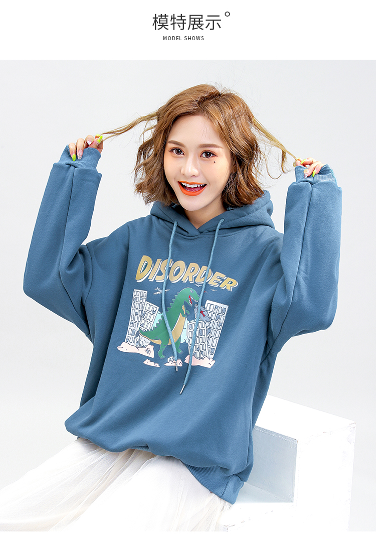 迈鱼 美特斯黑色邦威官方同款2020新款连帽卫衣女宽松韩版春秋薄款ins