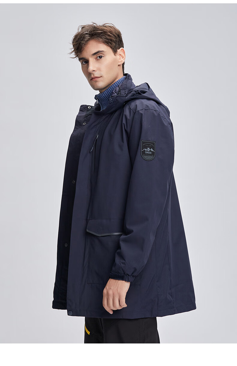 狼爪大卫冲锋衣男女三合一羽绒绵内胆中长款两件套可拆卸情侣外套