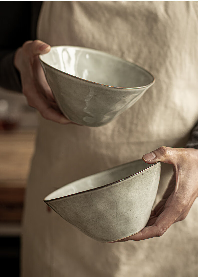 复古窑变干饭碗55寸好看的米饭碗水果沙拉碗小汤面碗微瑕疵白色窑变55