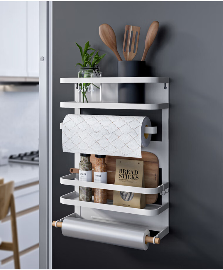 chuao厨房冰箱置物架侧壁挂架收纳架磁吸冰柜保鲜袋侧面挂架储物架