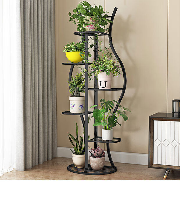 花架子客厅家用多层置物架室内阳台创意花瓶架铁艺绿萝吊兰架 七层