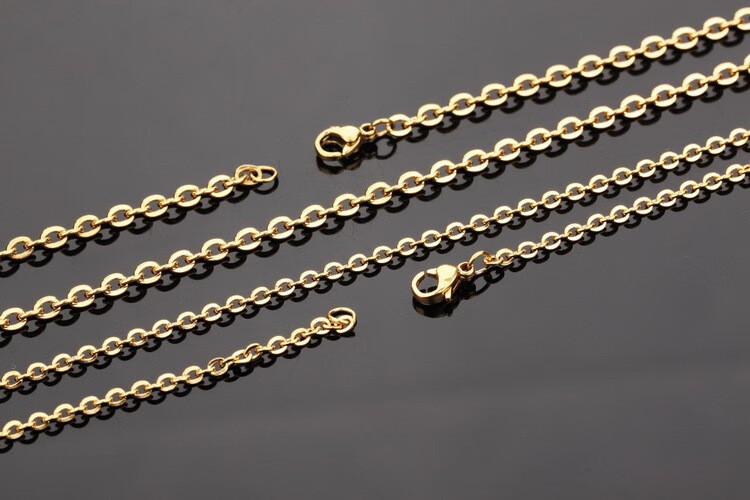 巴克乐乐直批316l不锈钢饰品金色钛钢情侣配链单链o字项链 【62】金色