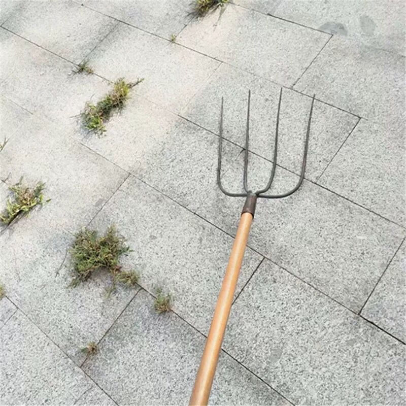 叉子农用钢叉三股四股大铁叉实心草叉叉落叶园林工具挑草垃圾叉五股叉
