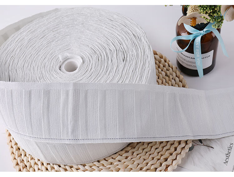 工厂直销窗帘挂钩布带涤纶棉质布带防晒四爪钩白布带50米涤纶布带一卷