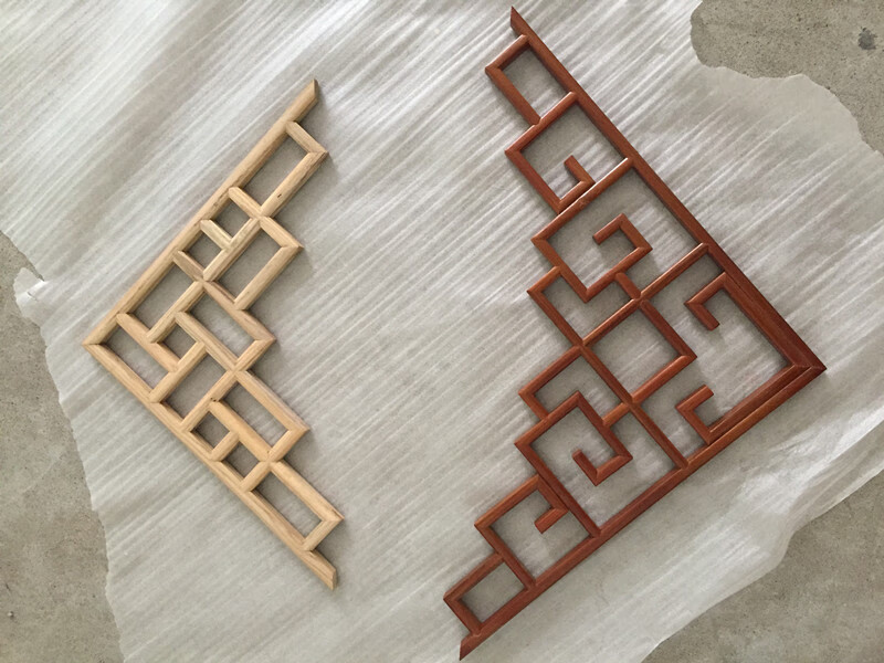 中式实木角花木雕背景实木花格隔断吊顶复古角花装饰榫卯工艺 40*40