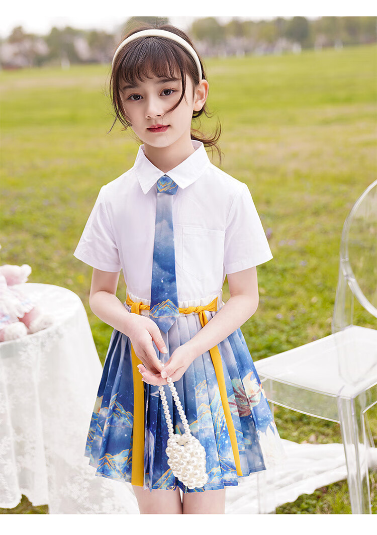 荷棠梦jk服裙6女童学院风裙子套装夏季9百褶裙8小学生裙子女夏7岁女孩