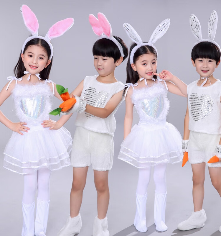 小兔子儿童演出服新六一儿童小兔子演出服小白兔子动物表演服装幼儿园