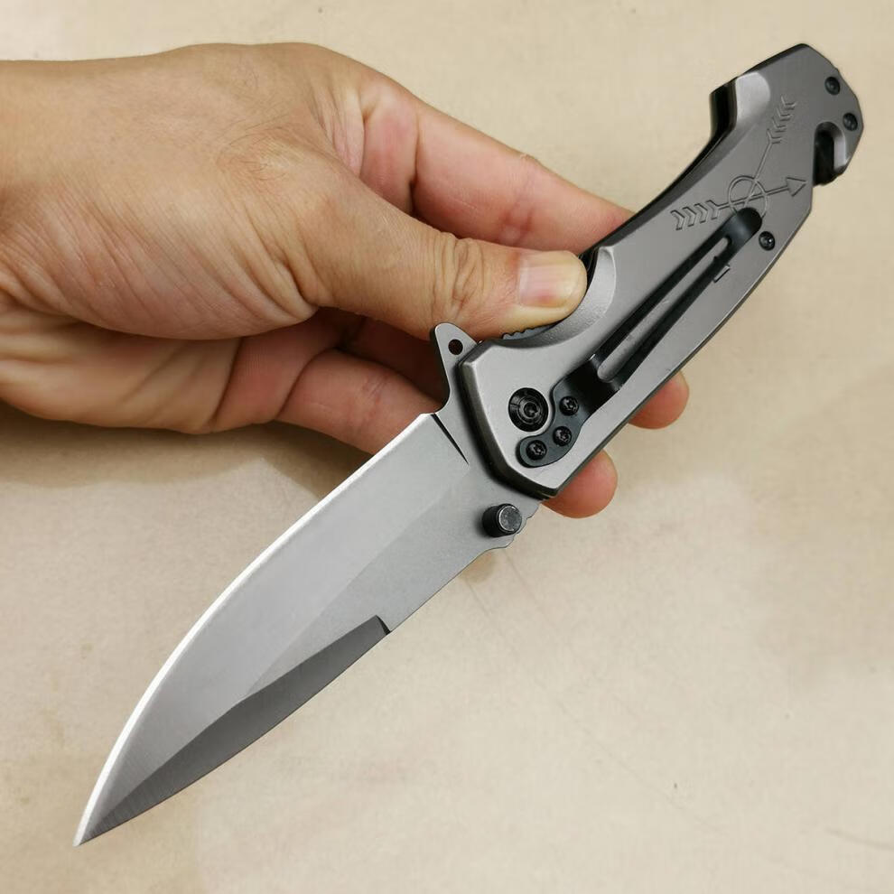 适用弹簧自动伸缩刀户外多功能防身便携折叠瑞士军工锋利野外小钓鱼