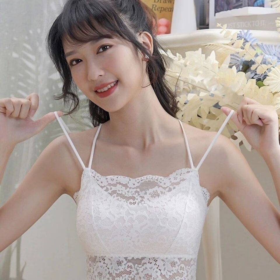 性感美背吊带学生胸垫外穿内搭防走光内衣女白色单件均码80斤130斤
