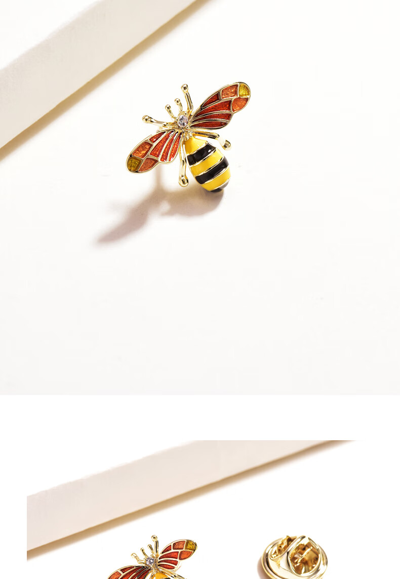 领针小蜜蜂防走光西服士领扣衬衫装饰小胸针法式领口胸花别针金色单只