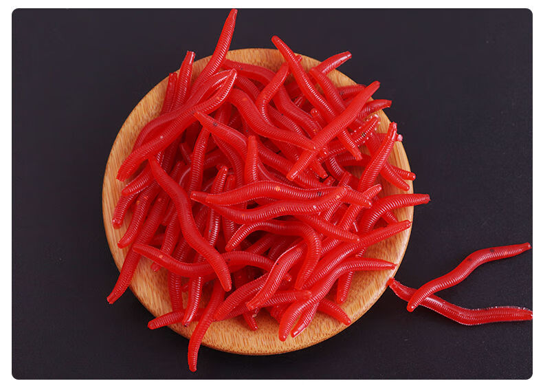 软饵路亚饵通杀鱼饵红虫饵料黑坑鱼食音然仿生红蛆拍50条发60条钩子