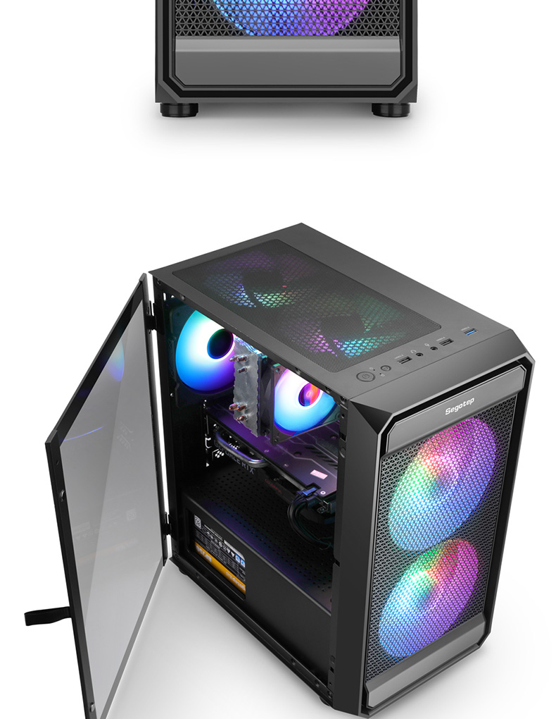 小艺术家 电脑机箱(240水冷位/钢化玻璃侧板/m-atx主板位/小型机箱)