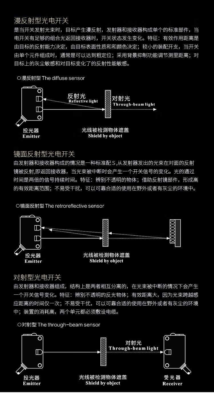 漫反射式光电开关e3f传感器三线感应接近开关220v对射可调e3fds30p2a