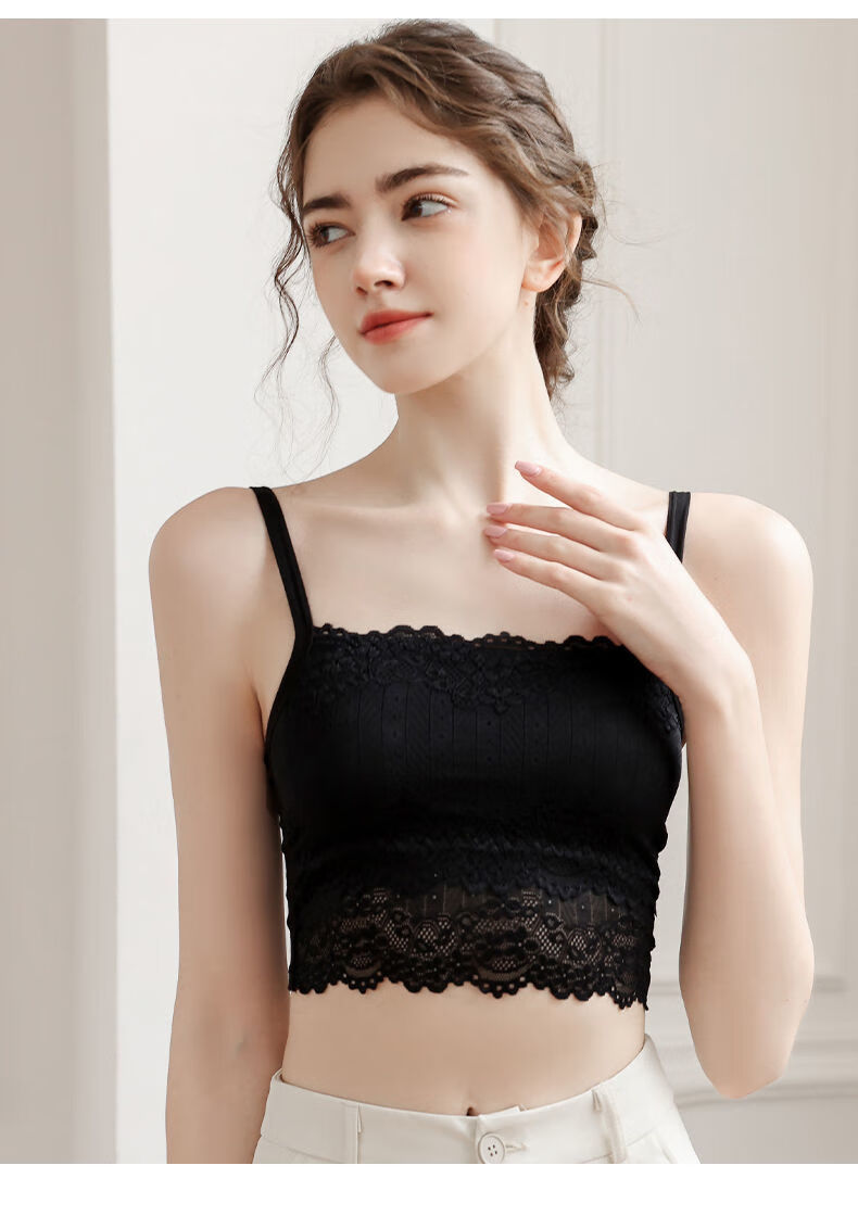 抹胸防走光内搭蕾丝裹胸白色吊带内衣女夏季薄款打底小背心两岸花白色