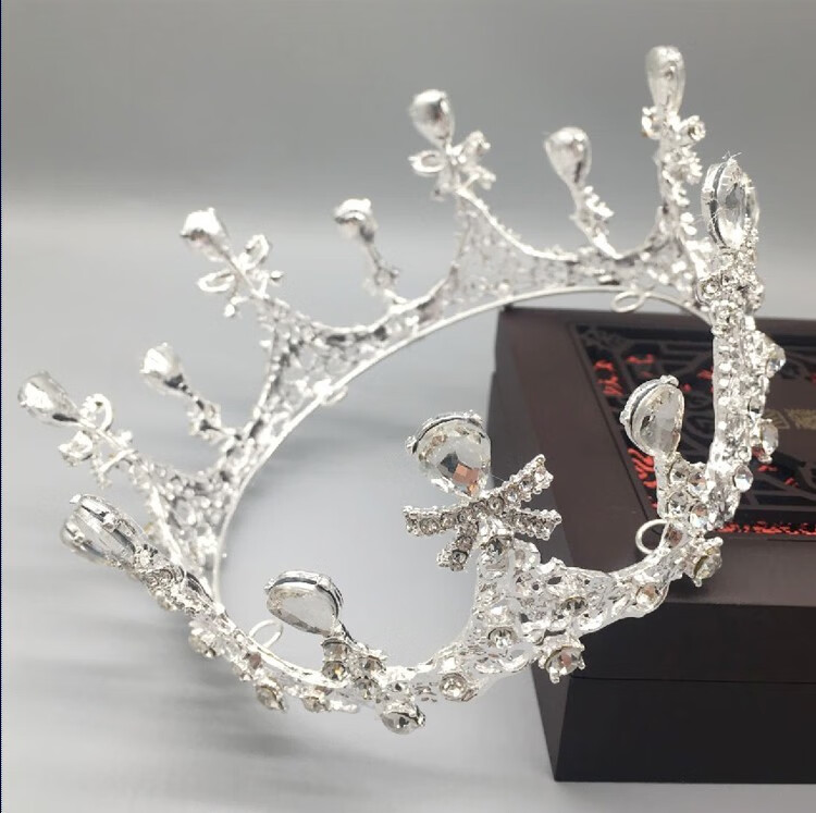 haoba 韩式新娘皇冠头饰大气女神网红成年拍照生日王冠结婚礼服发饰