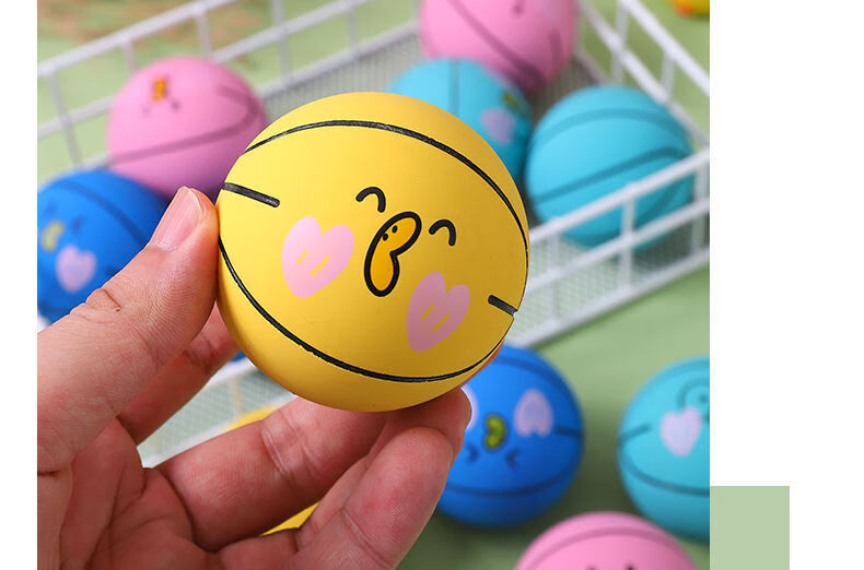 6cm高弹力卡通橡胶解压空心弹力球儿童拍拍篮球球宠物迷你玩具6cm搞怪