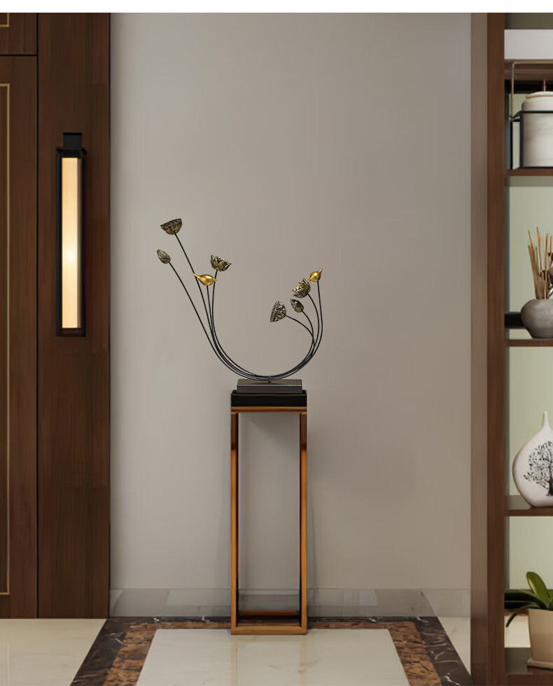 玄关荷花摆件新中式客厅电视柜摆设创意家居酒柜装饰乔迁新居礼品荷塘