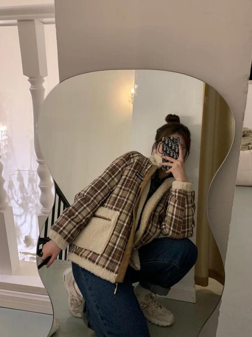 衣镜不规则波浪落地全身镜子台面化妆镜北欧ins自拍镜 80*180 壁挂款