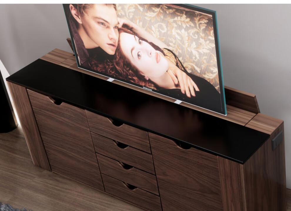 隐形升降电视柜升降电视柜智能苏明玉电动隐形大理石板组合多功能简约