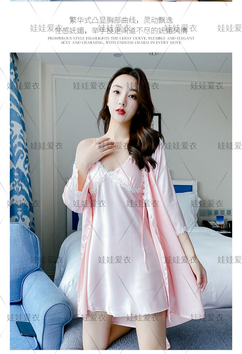 女士春夏季睡裙性感睡衣女迷人款蕾丝吊带睡裙夏季透明薄款冰丝诱人