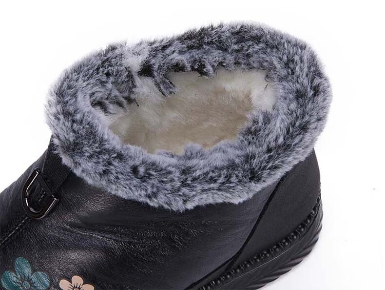 京晨2020年新款冬季纯羊毛女鞋子中老年人羊毛一体妈妈鞋软底防滑老