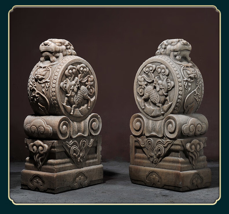 石雕门墩抱鼓石仿古狮子庭院别墅酒店门口摆件家用门当户对抱鼓石狮子