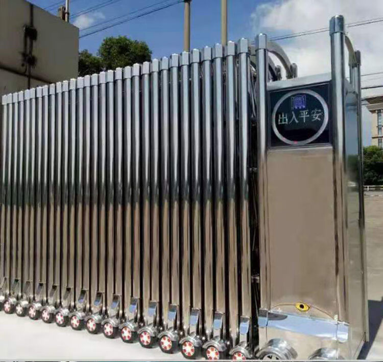 304不锈钢伸缩门电动大门学校电动门家用庭院门铝合金自动封板门17铝