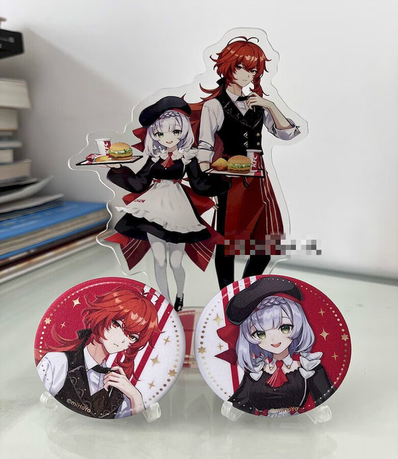 原神肯德基联名 周边kfc联动异世寻味诺艾尔迪卢克角色立牌亚克力徽章