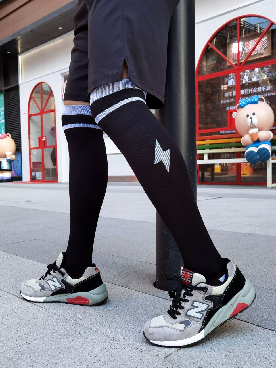 骑行袜公路车_秋速干透气运动跑步压缩长筒过膝袜压力小腿马拉松袜