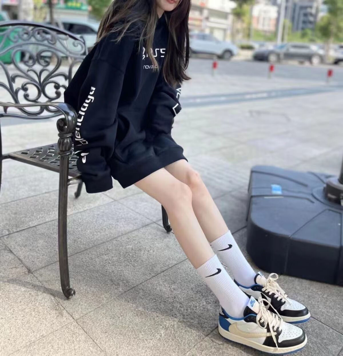 【官方旗舰】aj1低帮篮球鞋水洗丹宁男鞋倒钩女鞋郭艾伦乔1休闲激光蓝