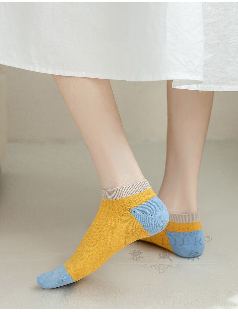 黎威尔品牌袜子女短袜夏季纯棉春夏薄款浅口船袜不易掉跟夏天女士袜子