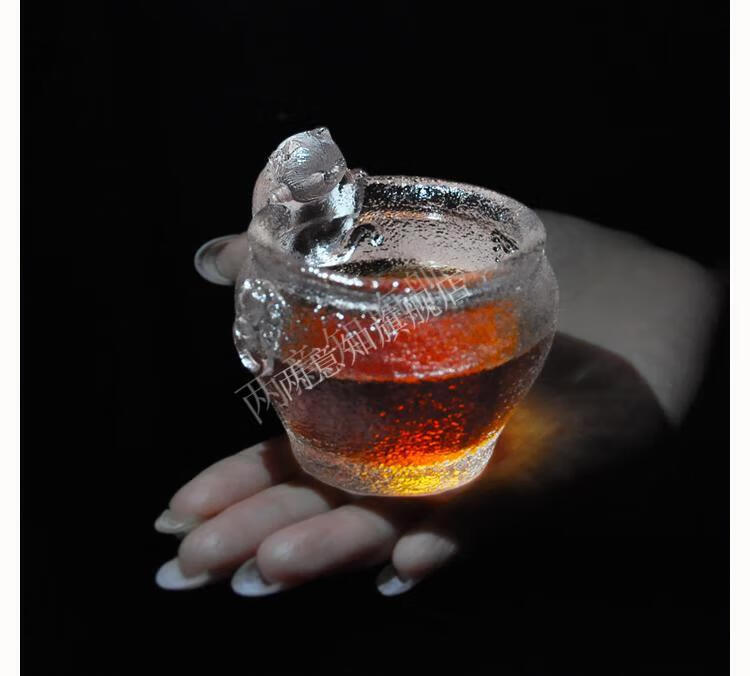 故宫猫单人小茶杯女主人杯玻璃品茗杯酒杯文创礼盒装 团花琉璃杯垫