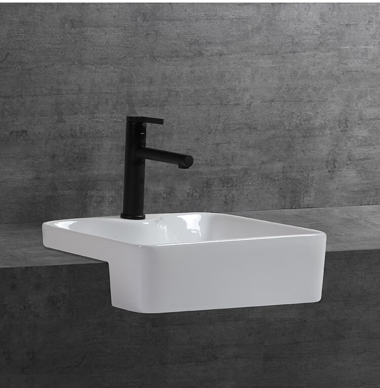 科勒卫浴半嵌入式台盆方形窄小半挂式洗手盆台上盆卫生间陶plcra款bt