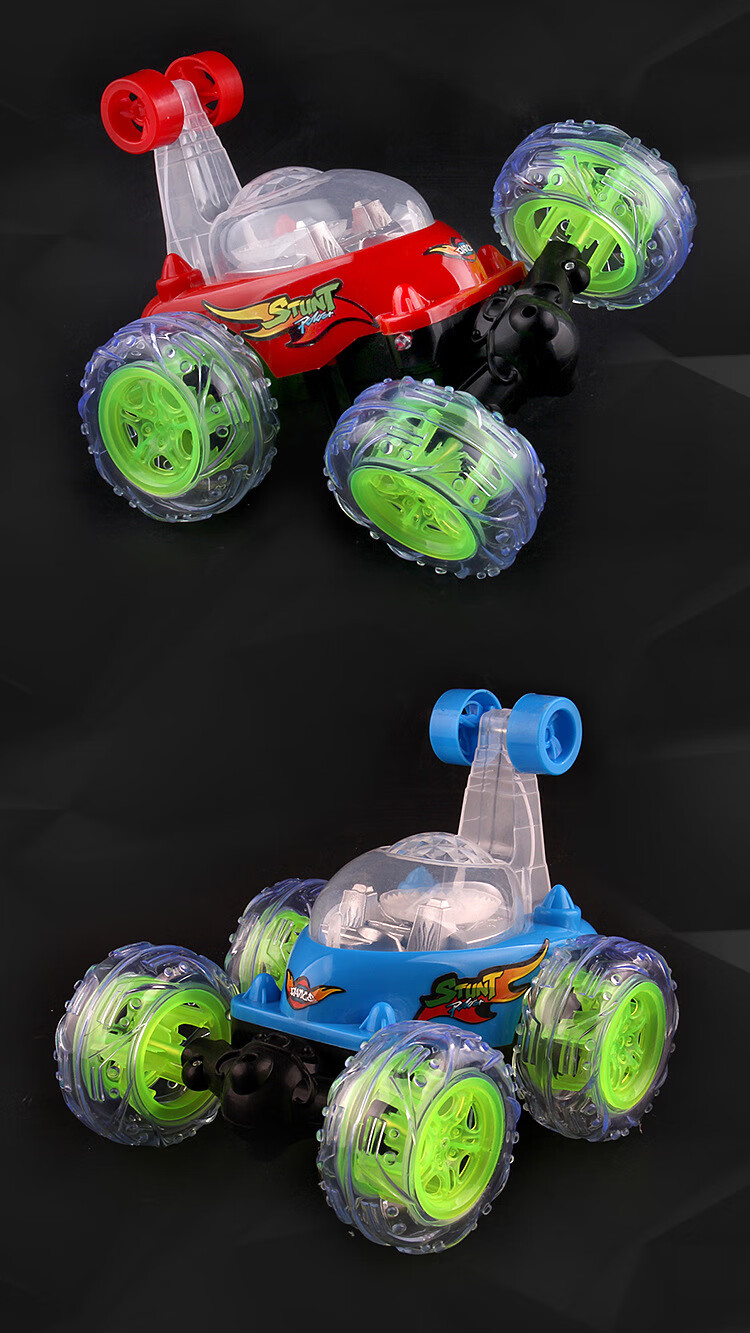 儿童遥控特技车音乐翻滚车大号充电翻斗车模型电动地玩具红色