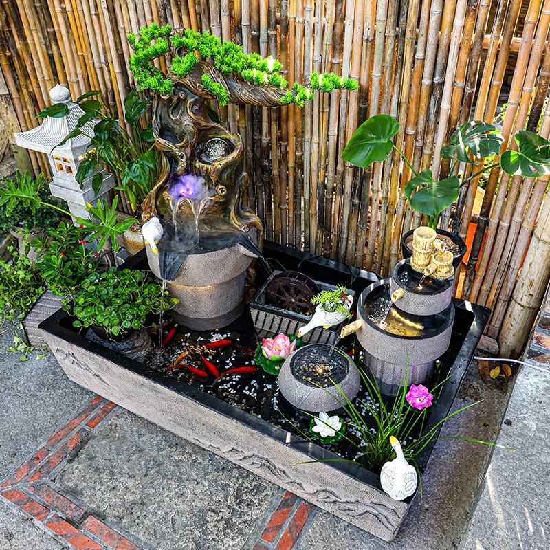 善水源大型流水喷泉假山水幕墙入户屏风隔断摆件办公室客厅落地水系