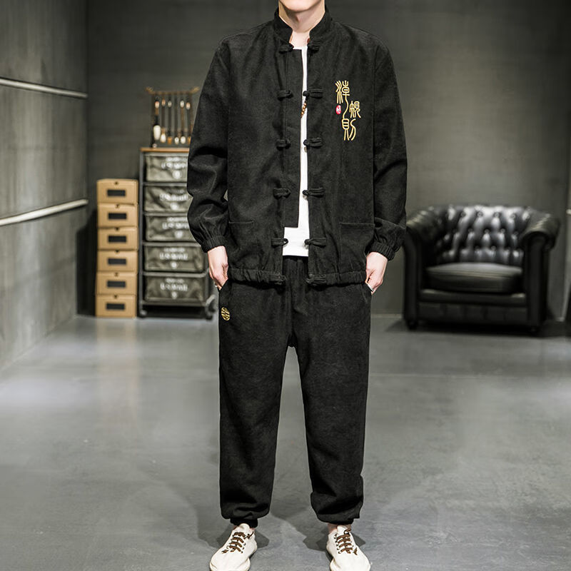 唐装男装中国风休闲套装男士仙气古风汉服青年潮牌中山装春秋外套63xl