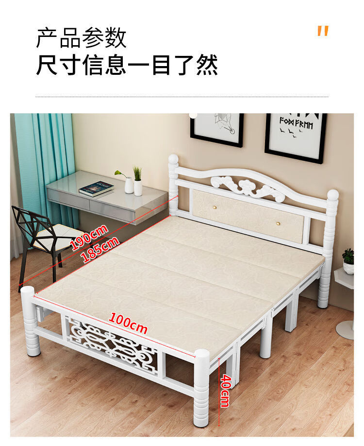 可折叠床午休木板简易木板床单人双人铁架家用成人1米12米15米加固