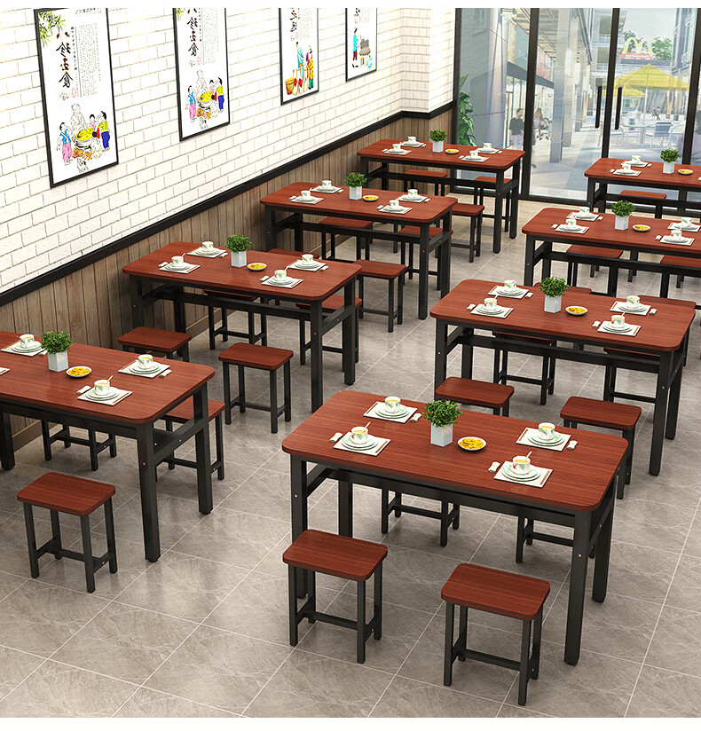 柏赢居 饭店餐桌椅组合简易长方形现代简约家用吃饭快餐桌小吃店商用