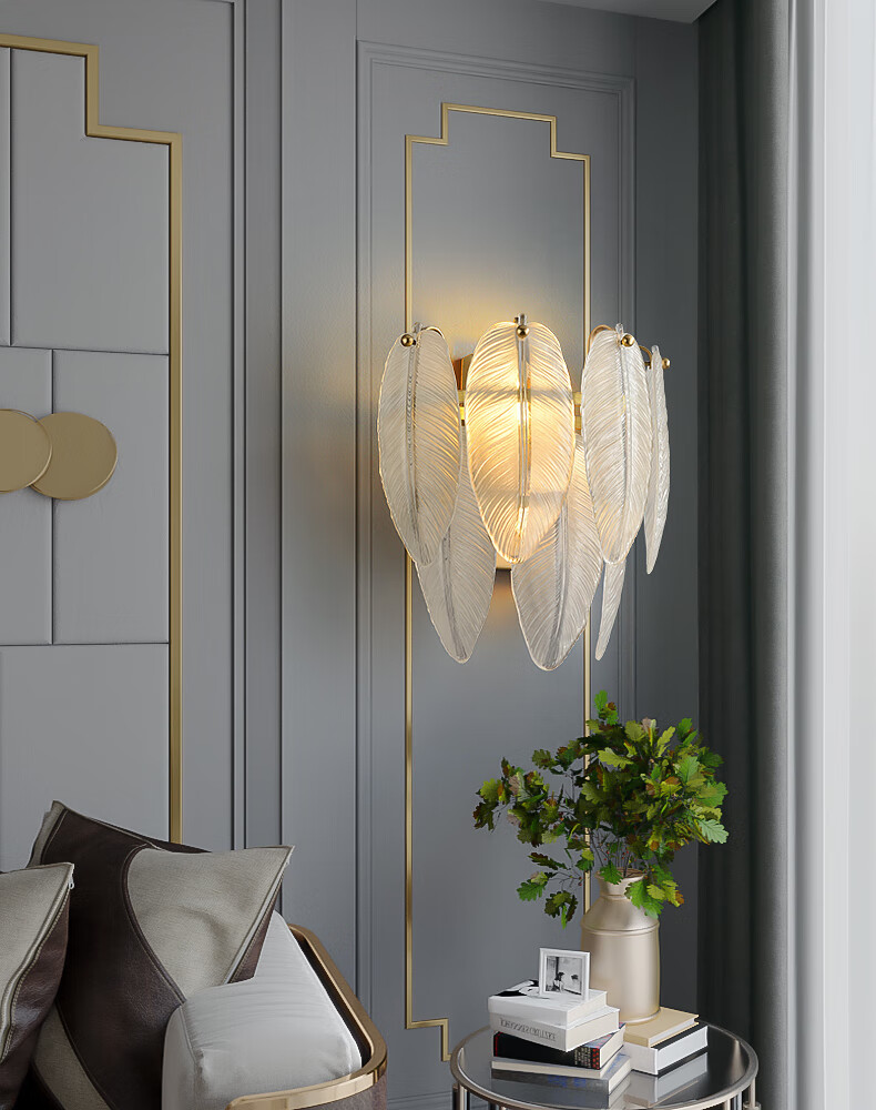 走廊灯现代简约客厅电视背景墙壁灯铜本色高度24cm宽度26cm墙距16cm