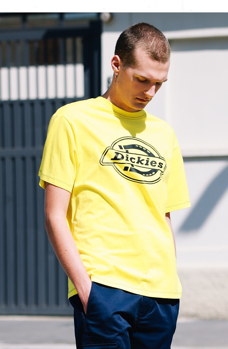 dickieslogo印花短袖t恤夏季新品舒适棉面料t恤黑色0xs