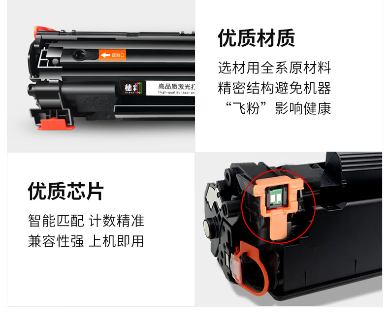 穗彩适用惠普p1106黑白激光打印机鼓晒usb小型商用打印墨盒p11065个装