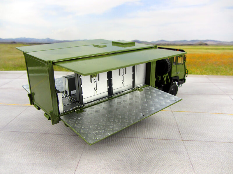 斯太尔多功能陕汽军车后勤车辆方舱模型 保障车军事模型 1:43 1:43