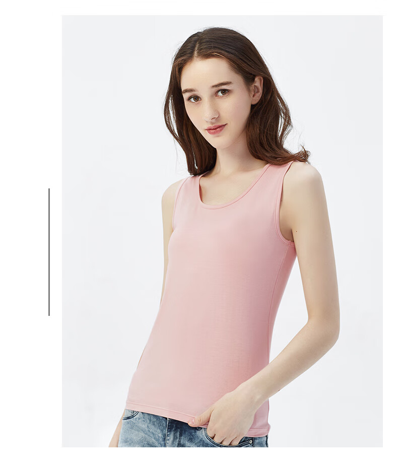 铜牛内衣基础百搭纯色运动打底背心 莫代尔弹力女背心vb071 黑色 170